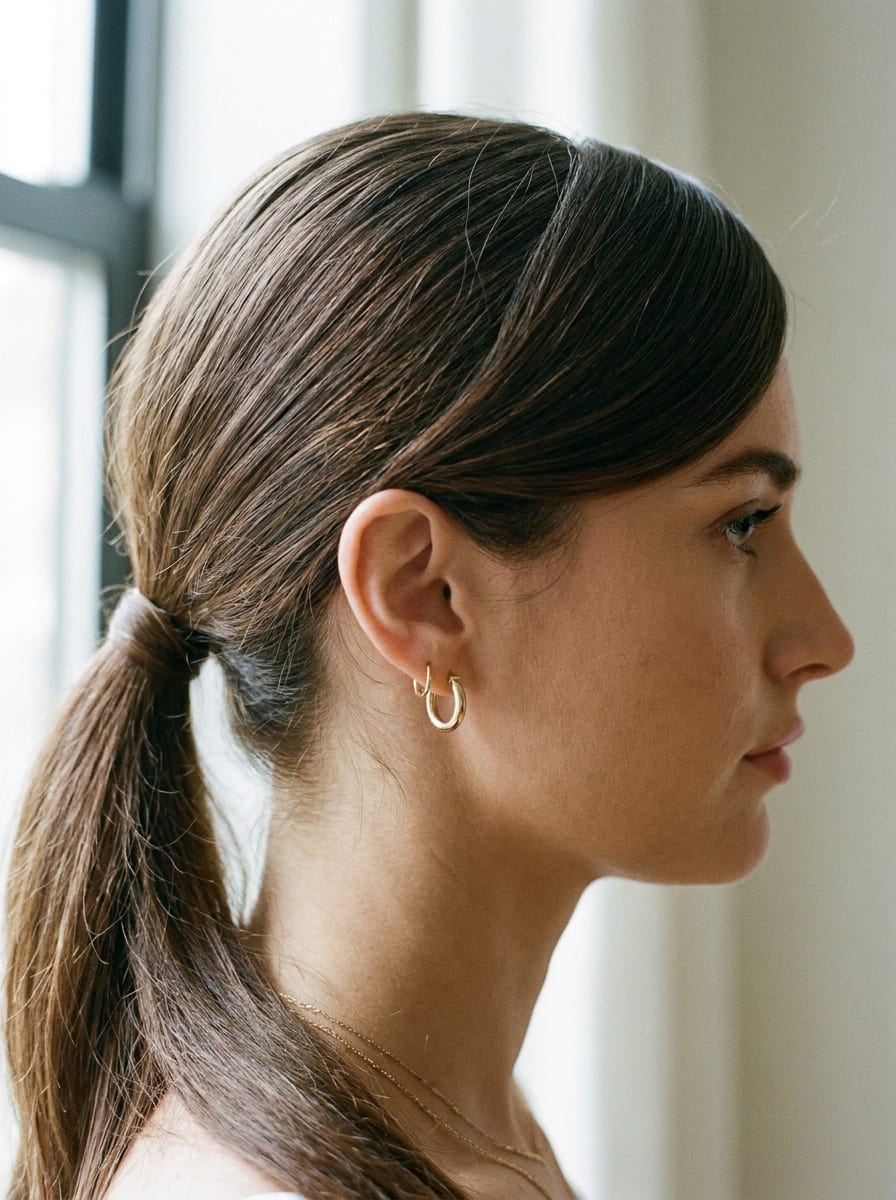 Sleek Ponytail mit Seitenscheitel - Sleek Frisur